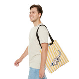 Yellow Striped Cow Skull Tote Bag