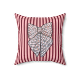 Silver Ribbon Velveteen Throw Pillow