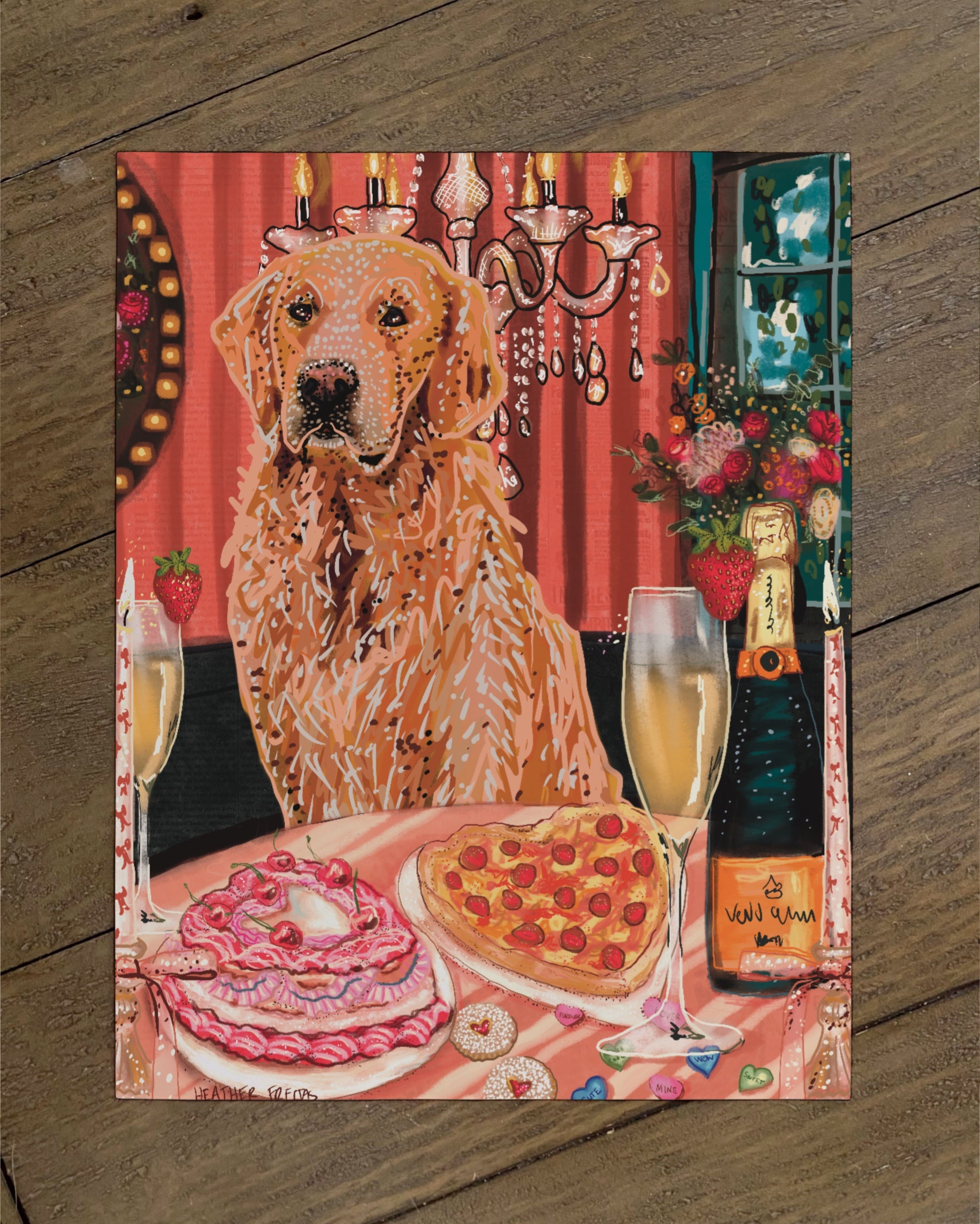 Golden Retriever- Build Your Own Dining Dog Paper Print