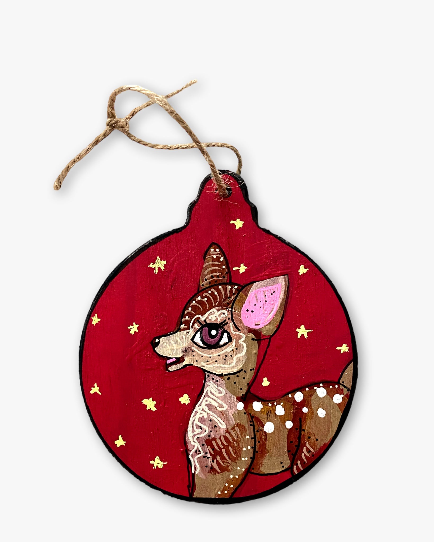 Red Fawn Hand Painted Ornament