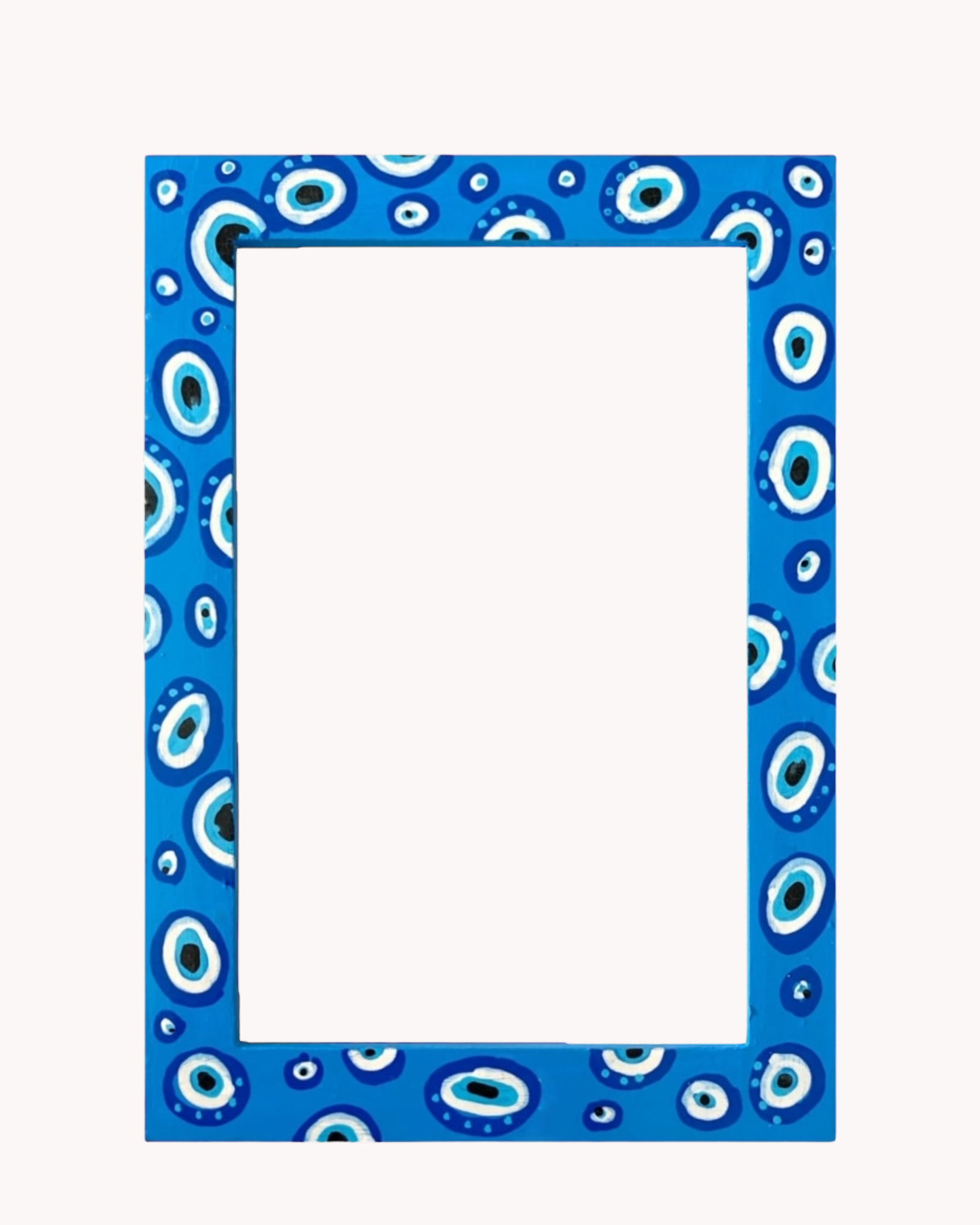 Crisp Blue Evil Eye ( Hand Painted Frame 4x6 inch)