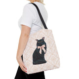Black Cat With Bow Tote Bag