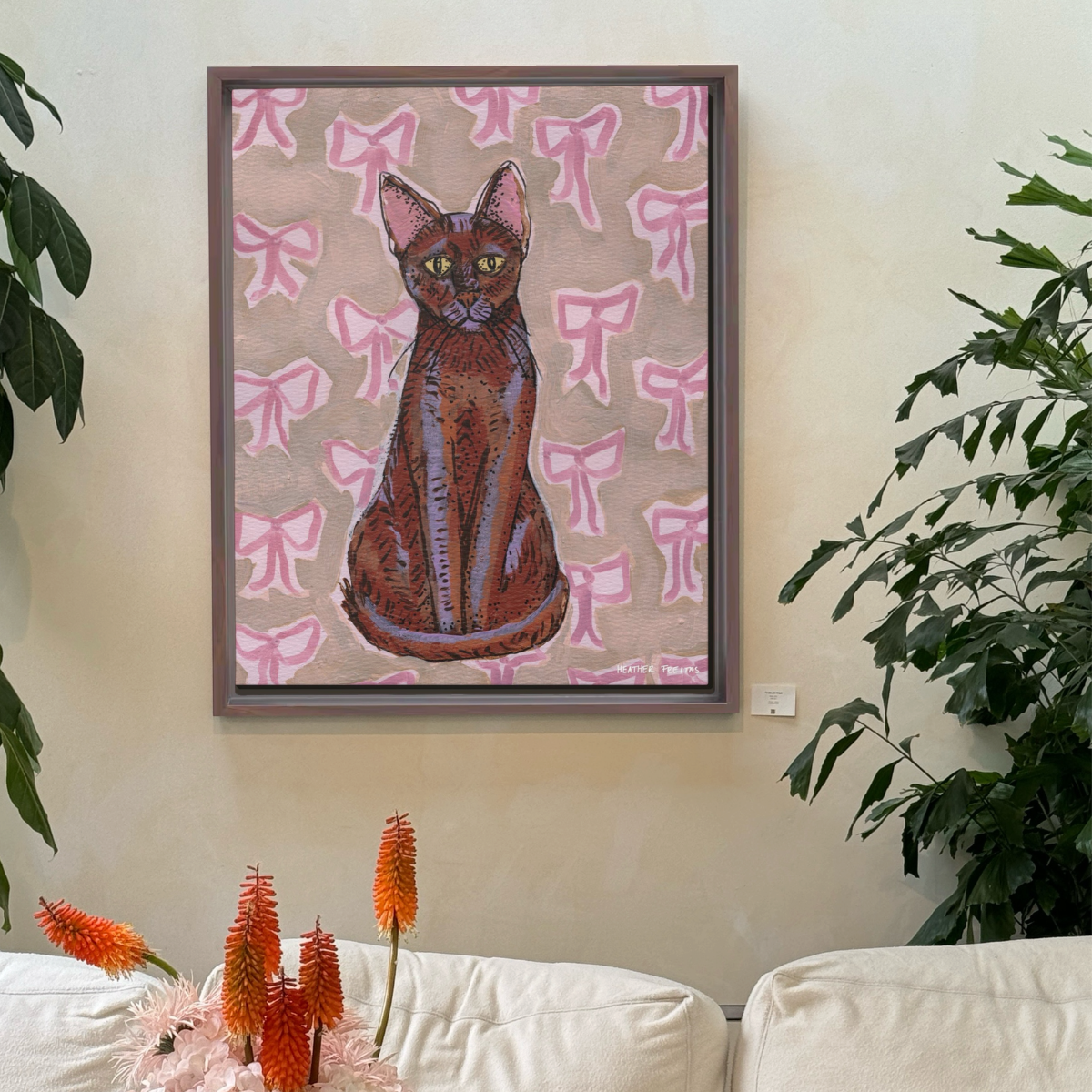 Havana Brown Cat Framed Fine Art Canvas Print