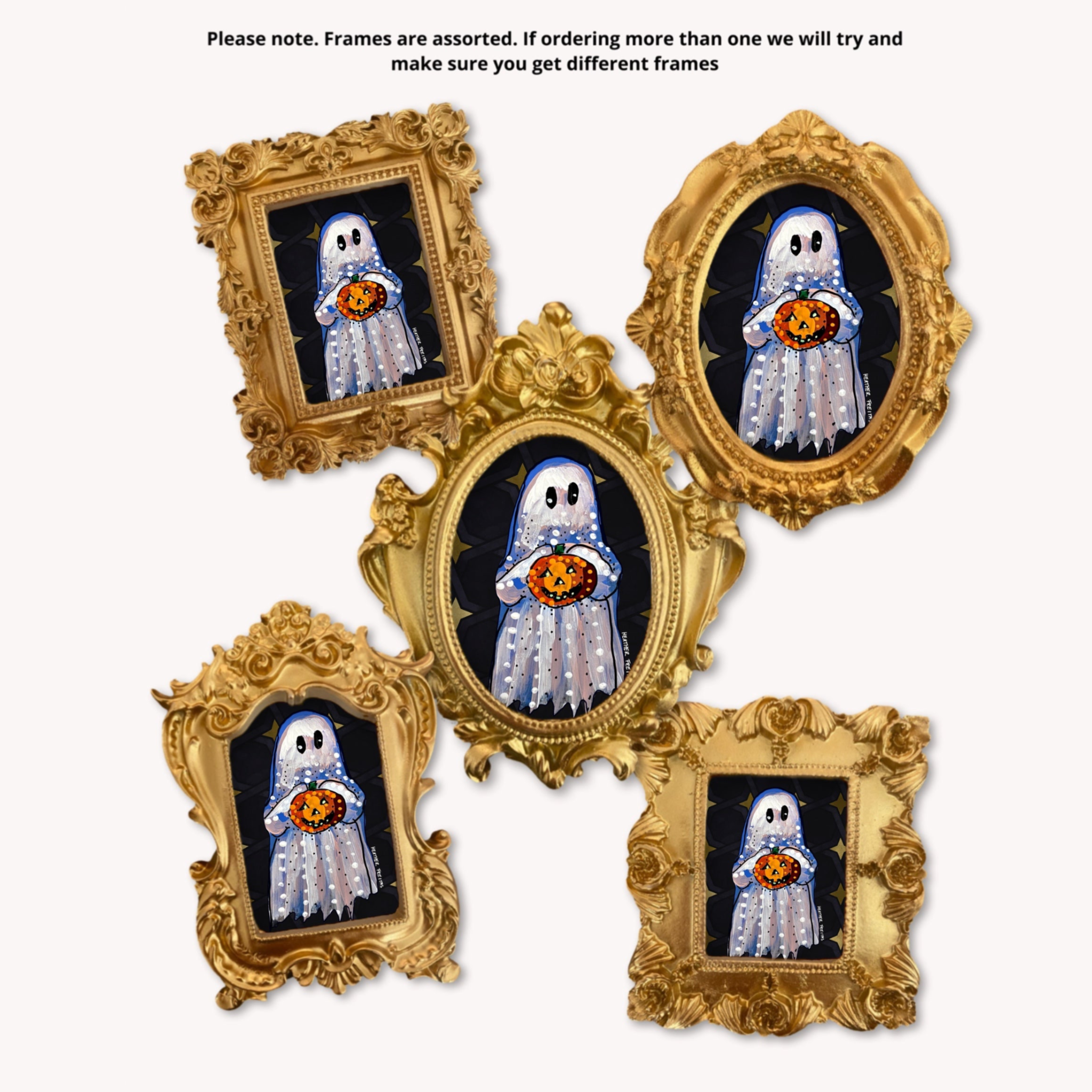 Pumpkin Ghost Framed Small Magnet