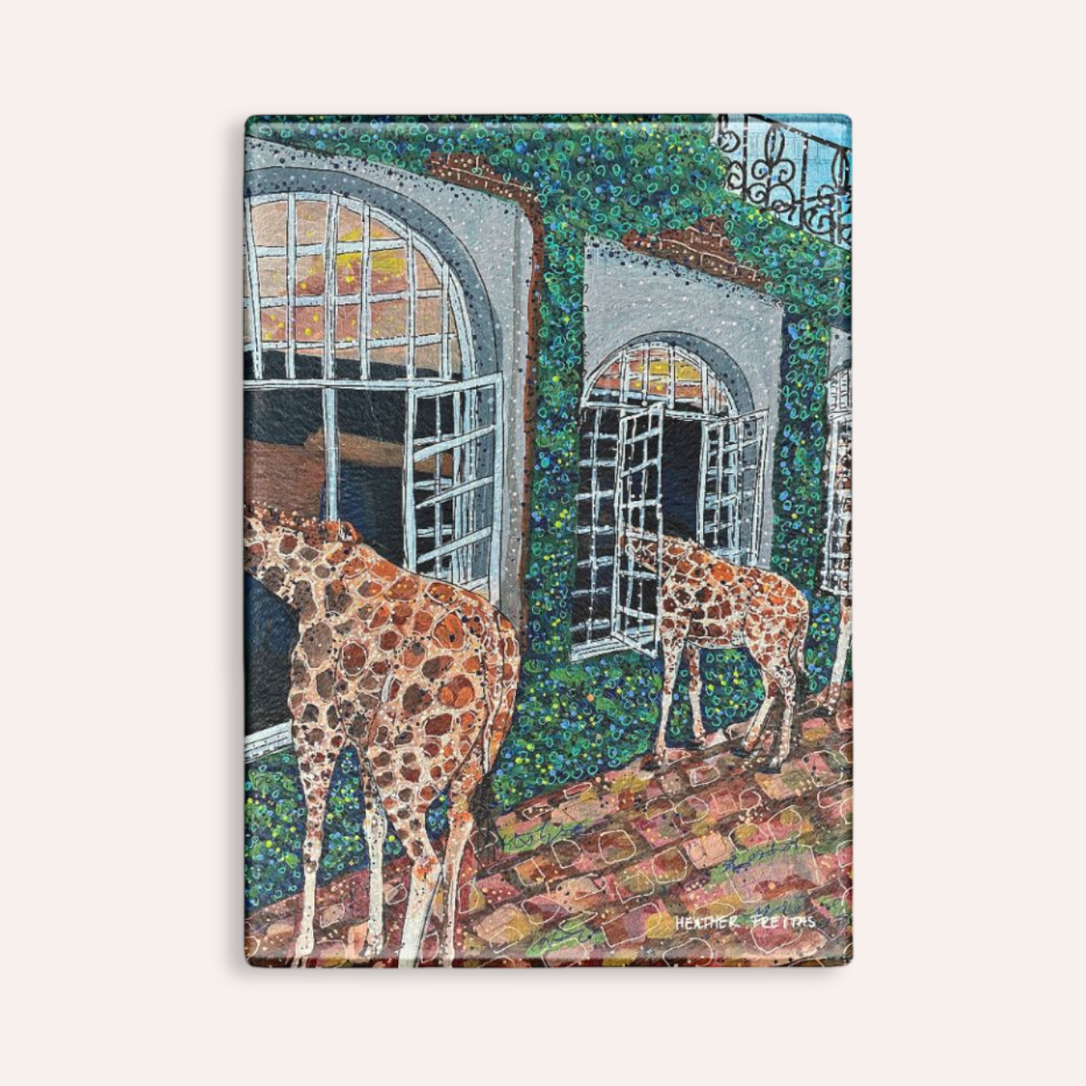 Fine Dining Giraffes Glass Chopping Board Trivet
