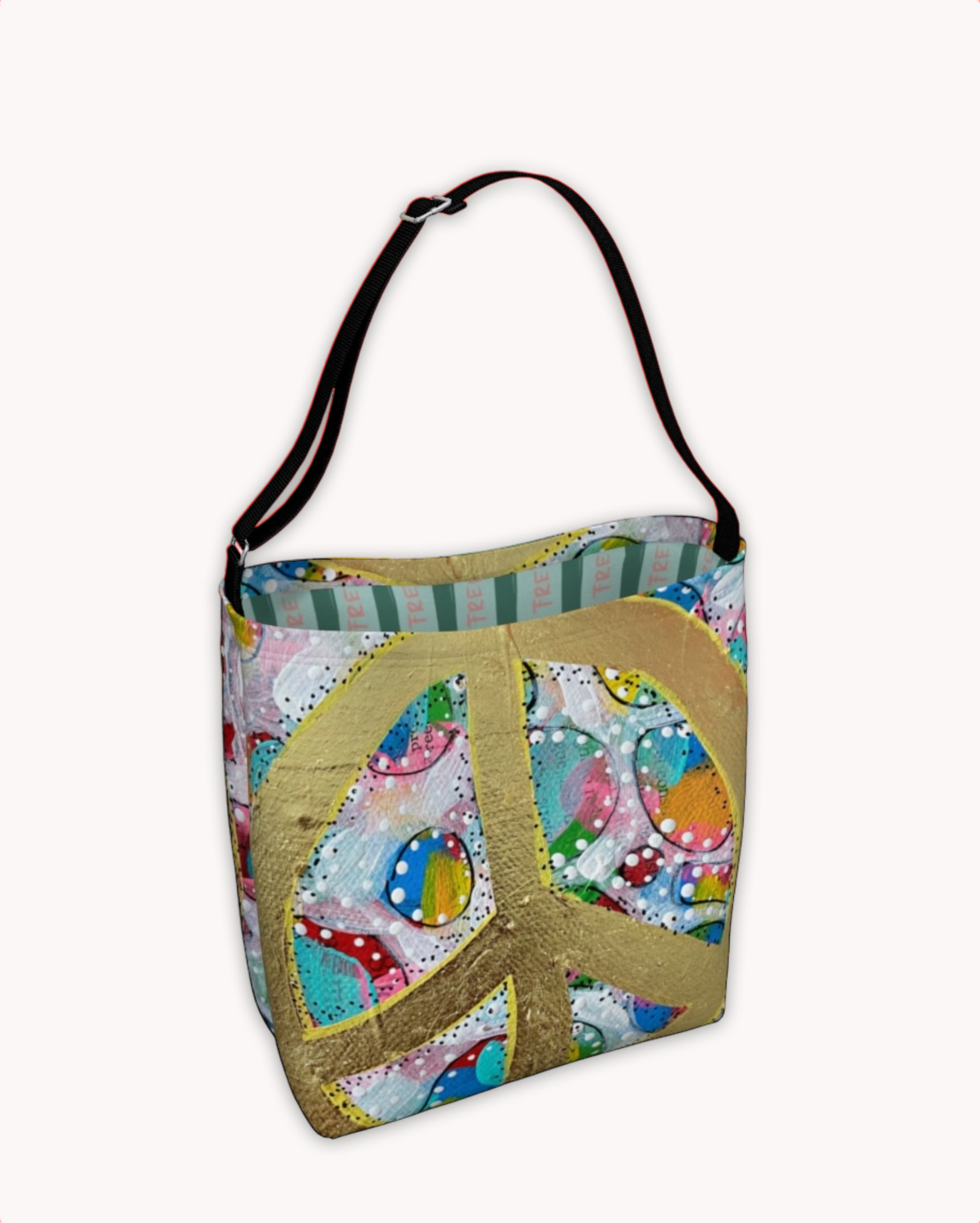 Gold Glam Peace Sign Tote