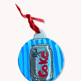 Periwinkle Diet Soda Hand Painted Ornament