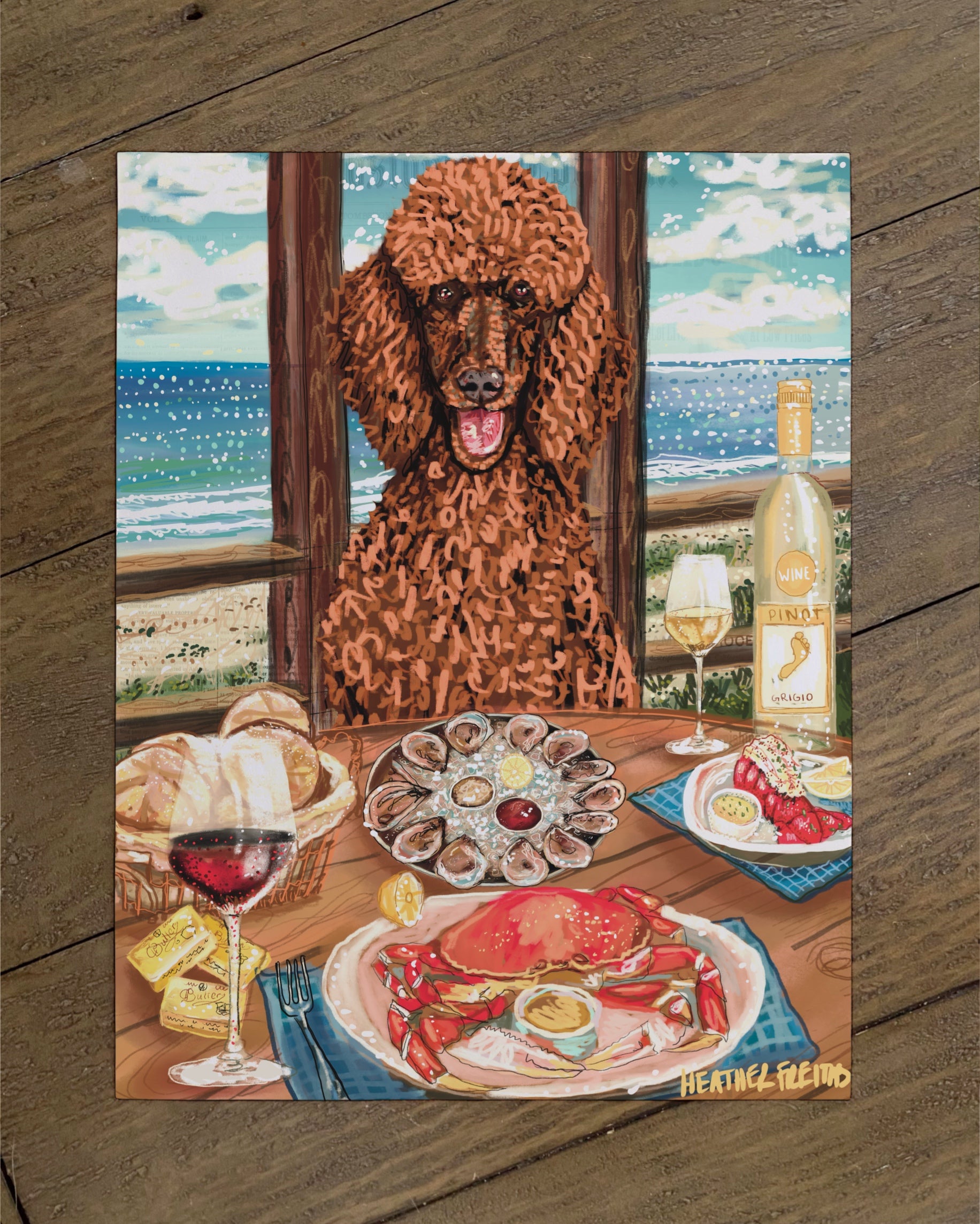 Standard Poodle - Build Your Own Dining Dog Paper Print