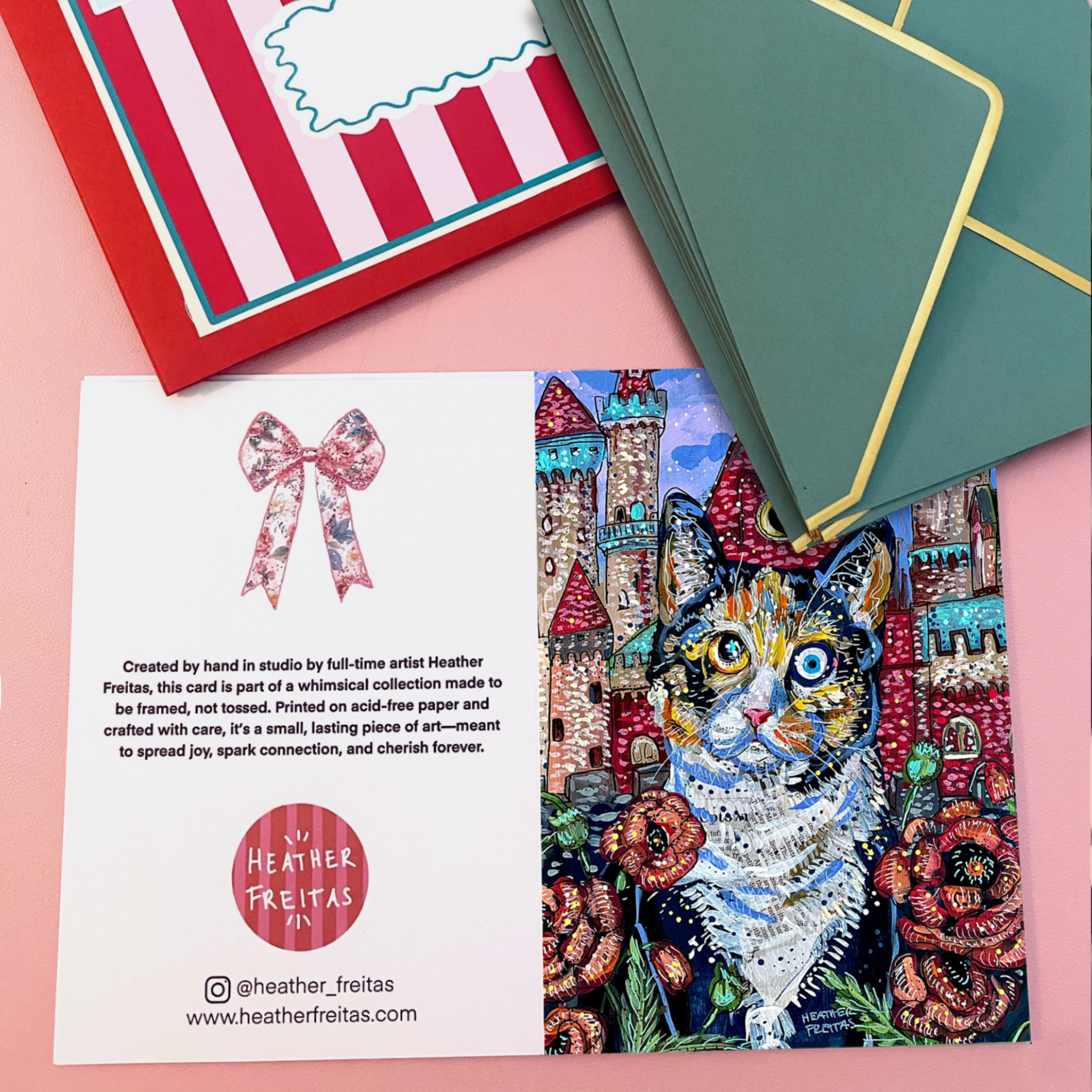 Poppy Castle Cat - Greeting Card / Fine Art Print