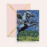 Black Pegasus Starry Night Fine Art Greeting Card