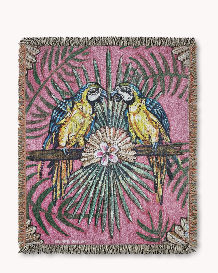 Parrot Paradise Woven Blanket Tapestry