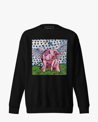 Polka Dot Flying Pig Unisex Premium Sweatshirt