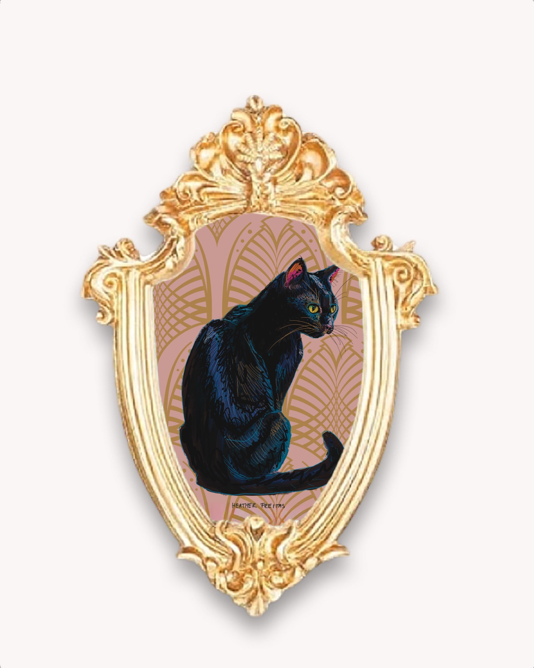 Black Cat Framed Magnet ( Small )