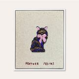 Black Cat With Bow Beaded Wall Art