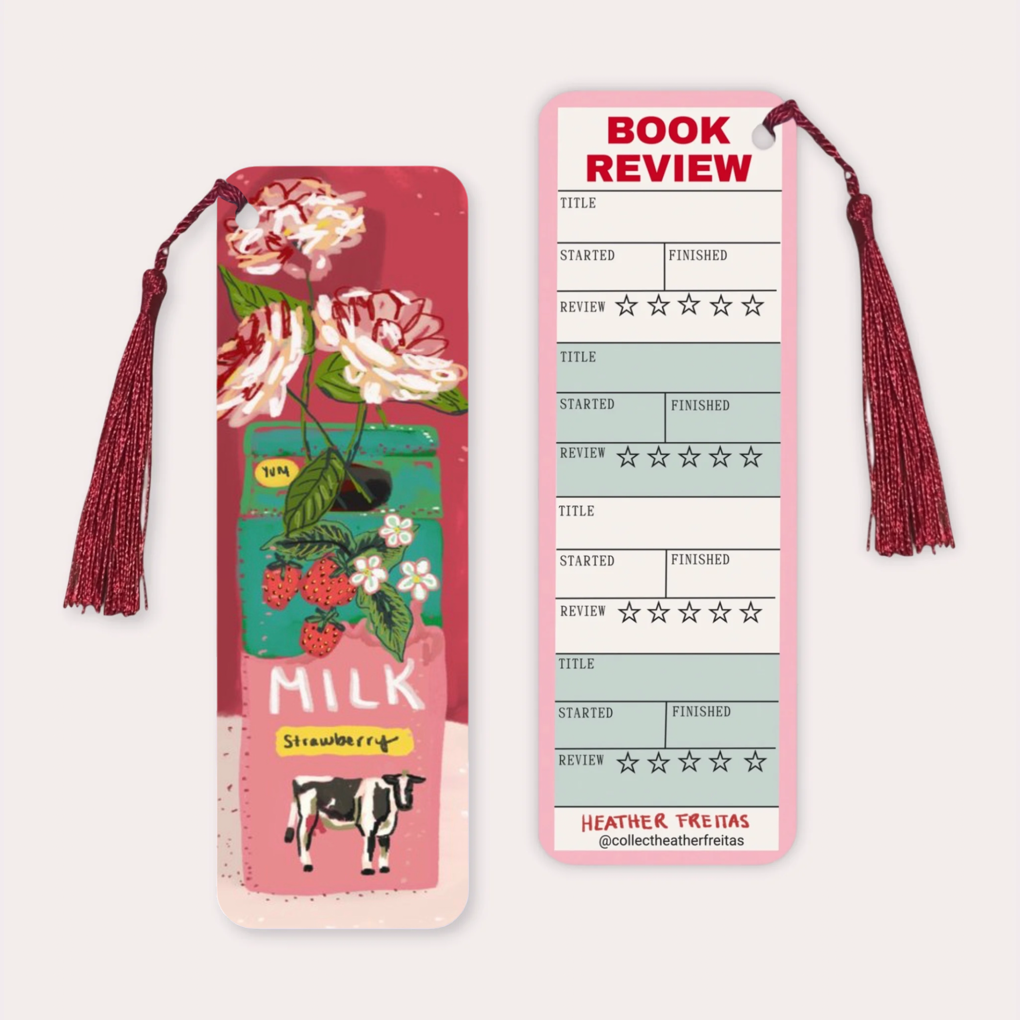 Strawberry Milk Soft Touch Premium Bookmark