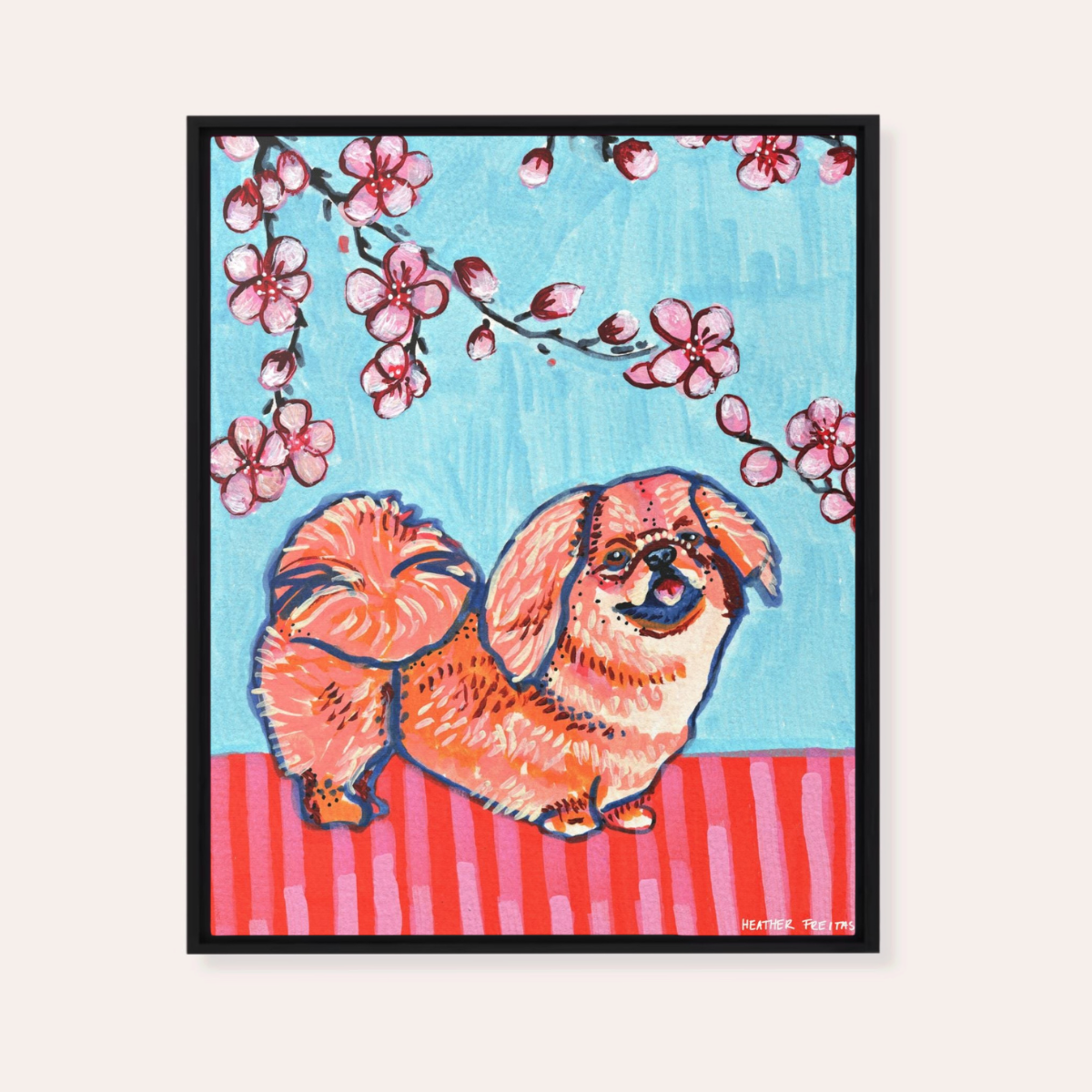 Pekingese Dog Framed Fine Art Canvas Print