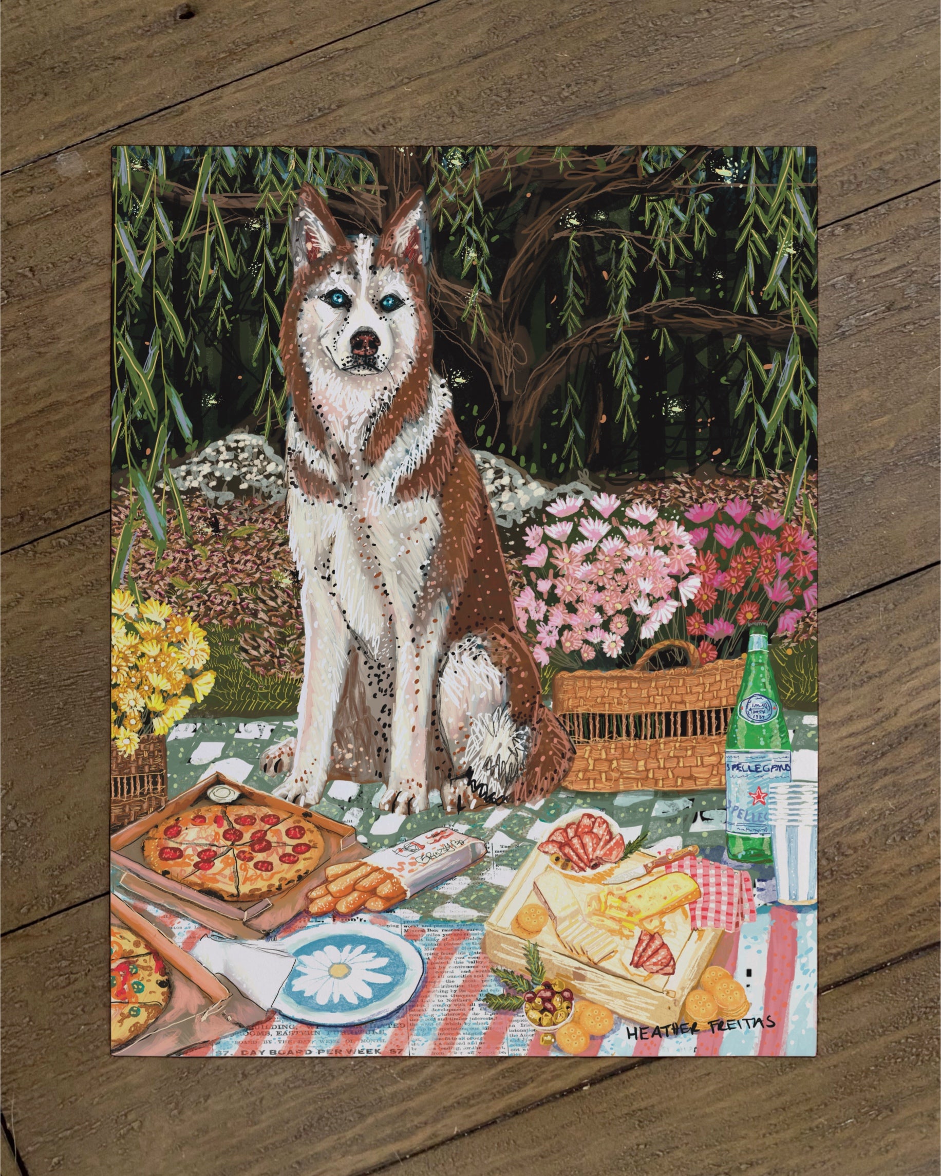 Husky - Build Your Own Dining Dog Paper Print