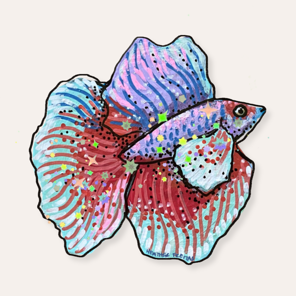 Purple Red Betta Sticker
