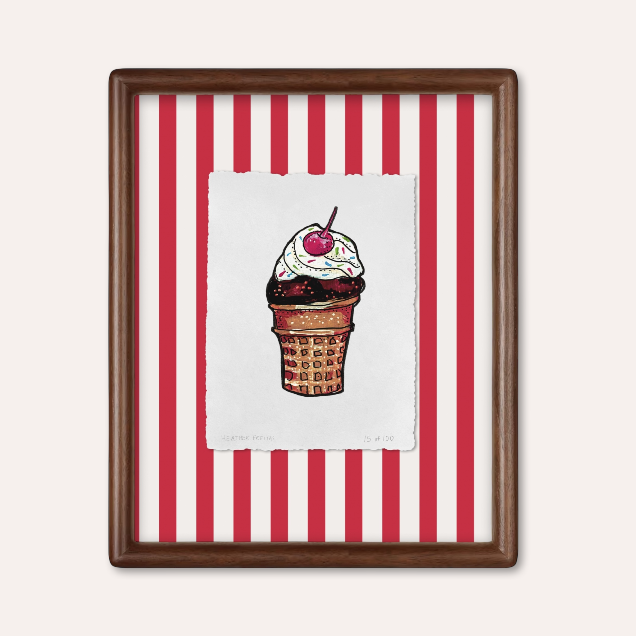 Chocolate Ice cream Cone Limited Edition Framed Print
