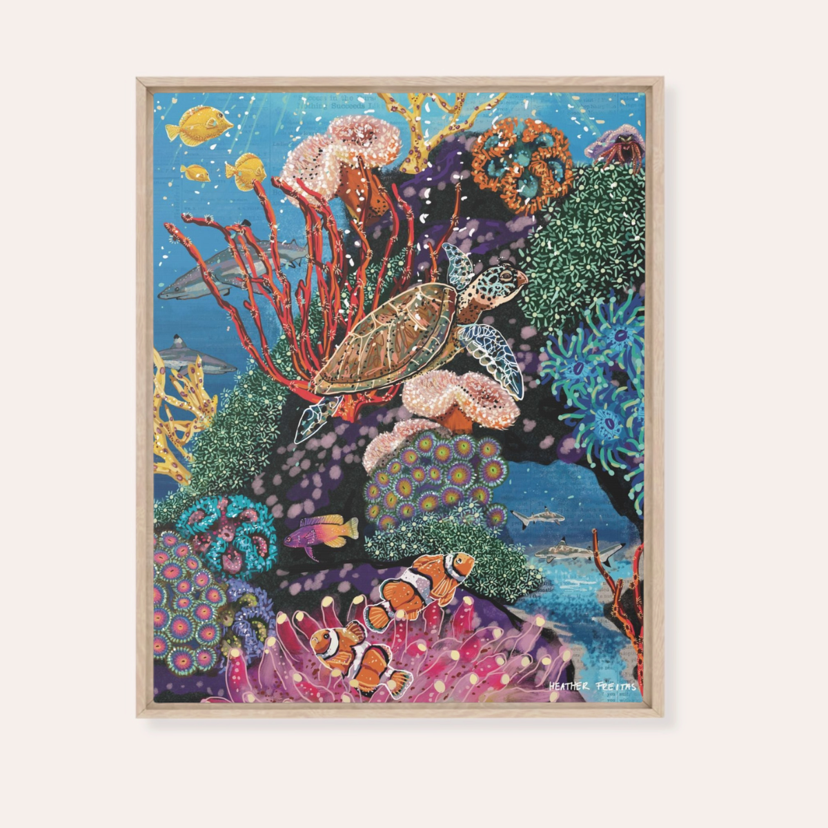 Turtle Tides Framed Fine Art Canvas Print