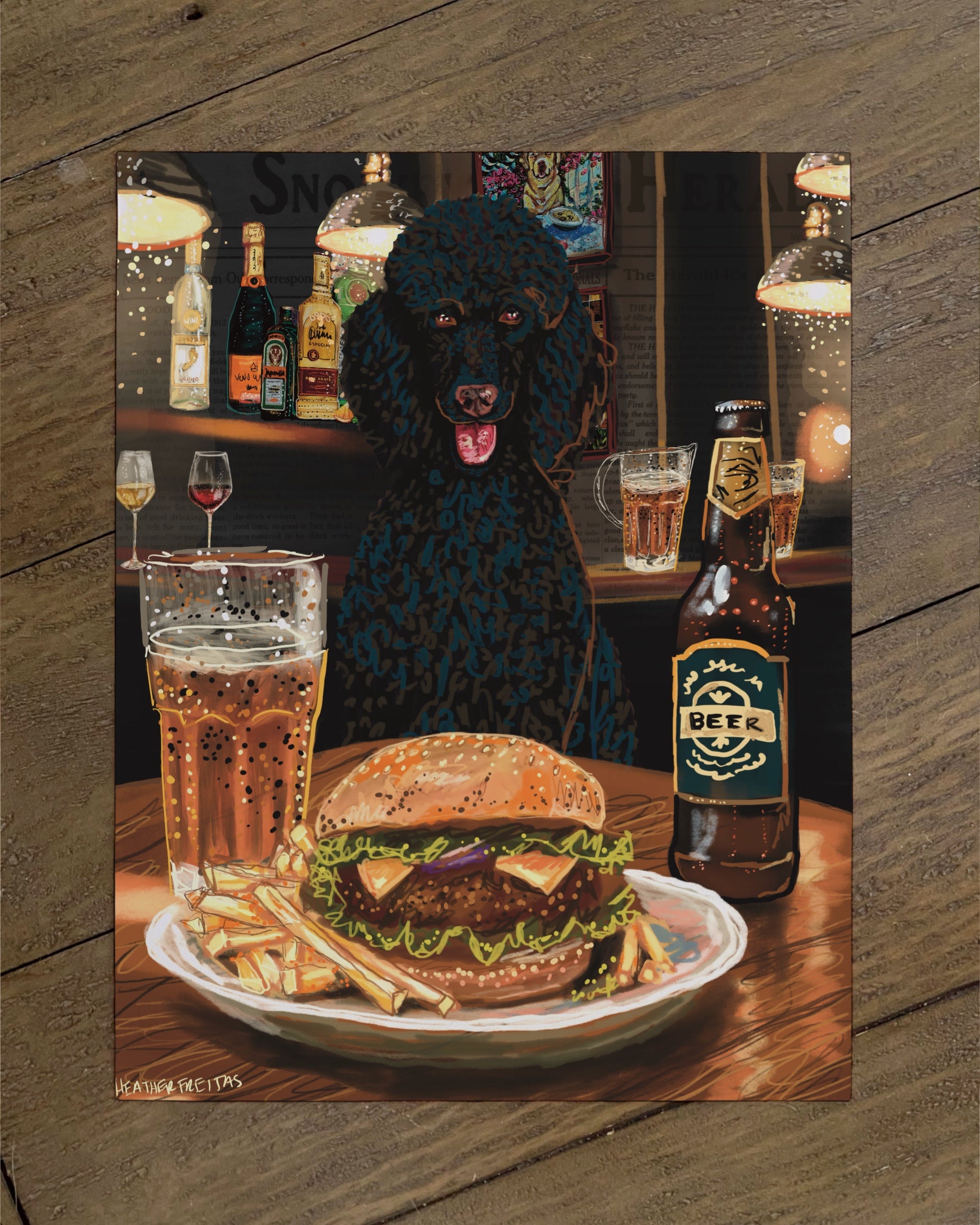 Standard Poodle - Build Your Own Dining Dog Paper Print