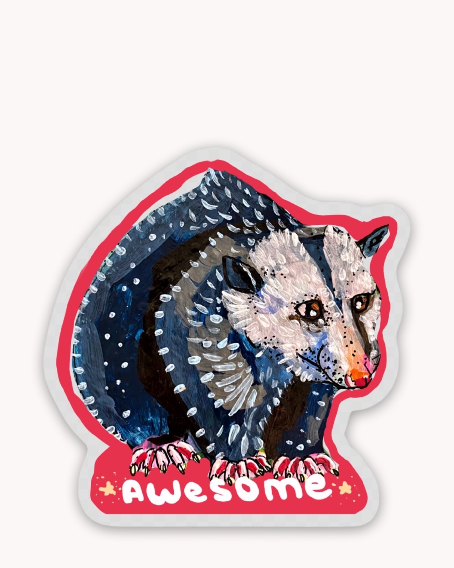Awesome Opossum Sticker ( Permanent Sticker )
