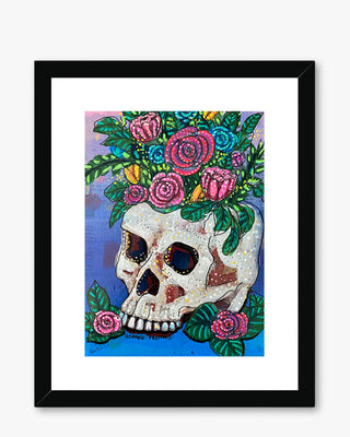 Floral Skull Framed & Mounted Print - Heather Freitas - fine art home deccor