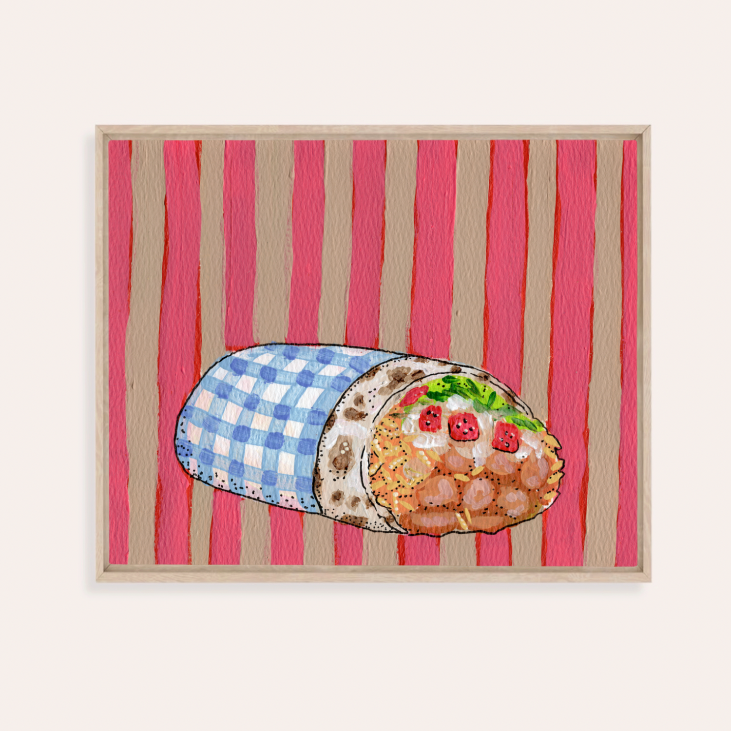 Gingham Burrito Framed Fine Art Canvas Print