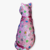 Pink Polka Dot Crystal Cat Sculpture