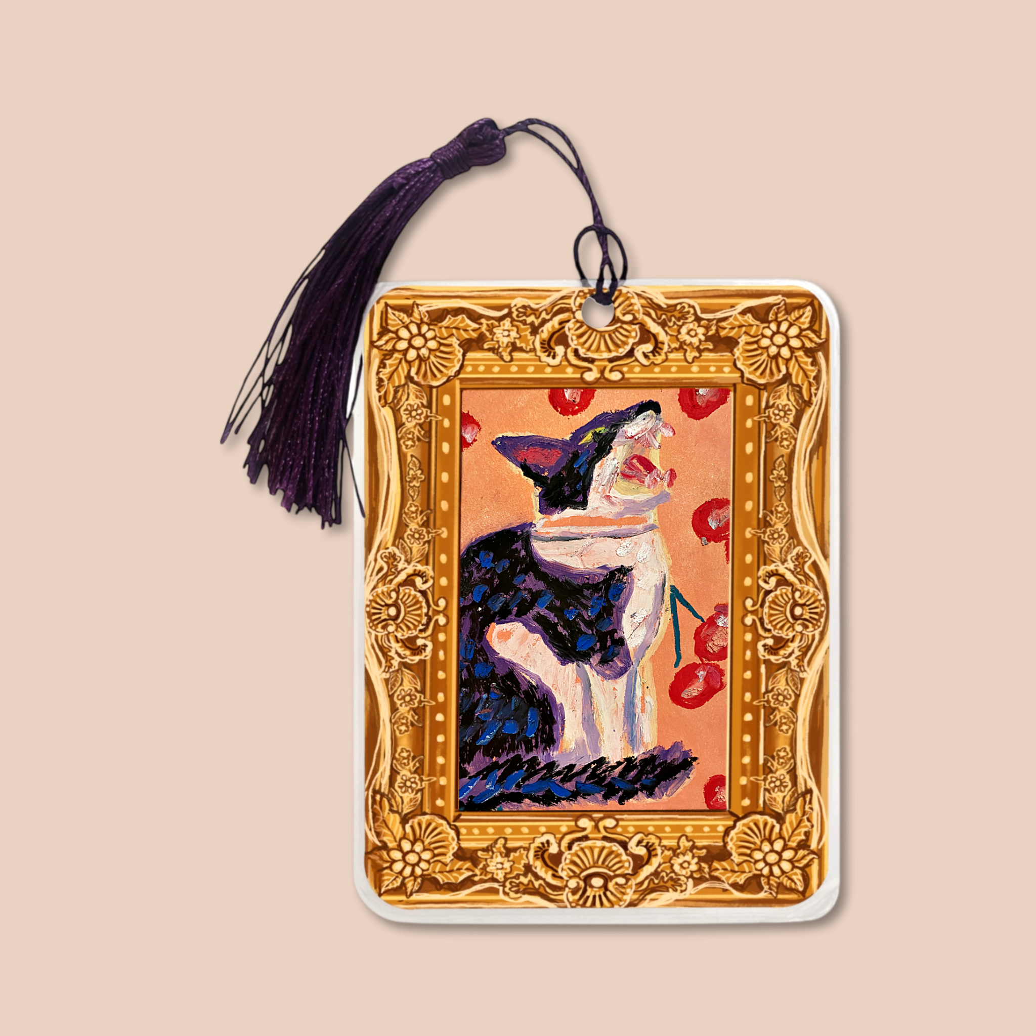 Cherry Cat Fine Art Painting Bookmark