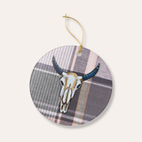 Cow Skull Ceramic Ornament