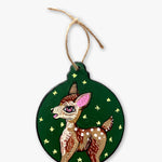 Green Fawn Hand Painted Ornament - Heather Freitas - fine art home deccor