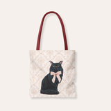 Black Cat With Bow Tote Bag