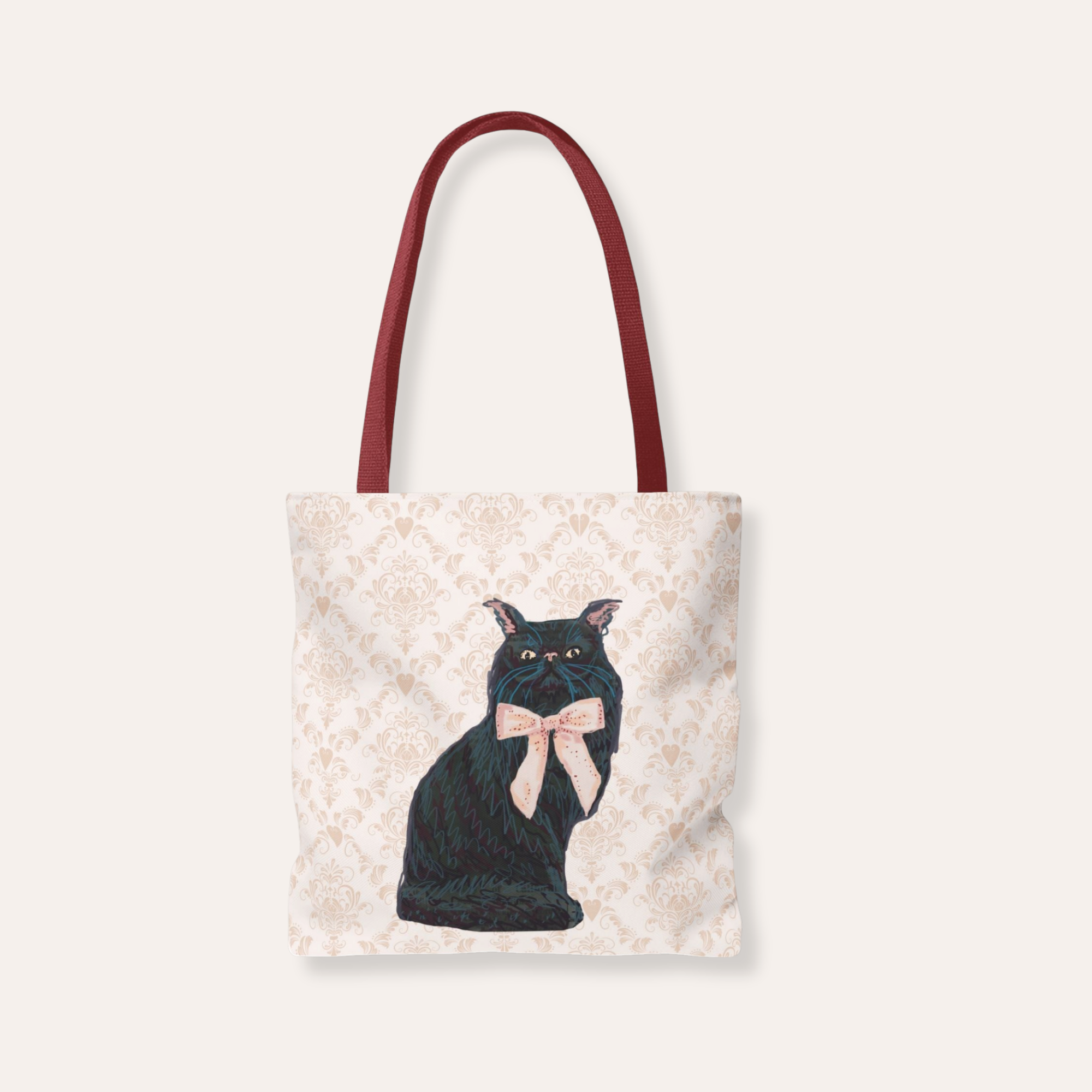Black Cat With Bow Tote Bag