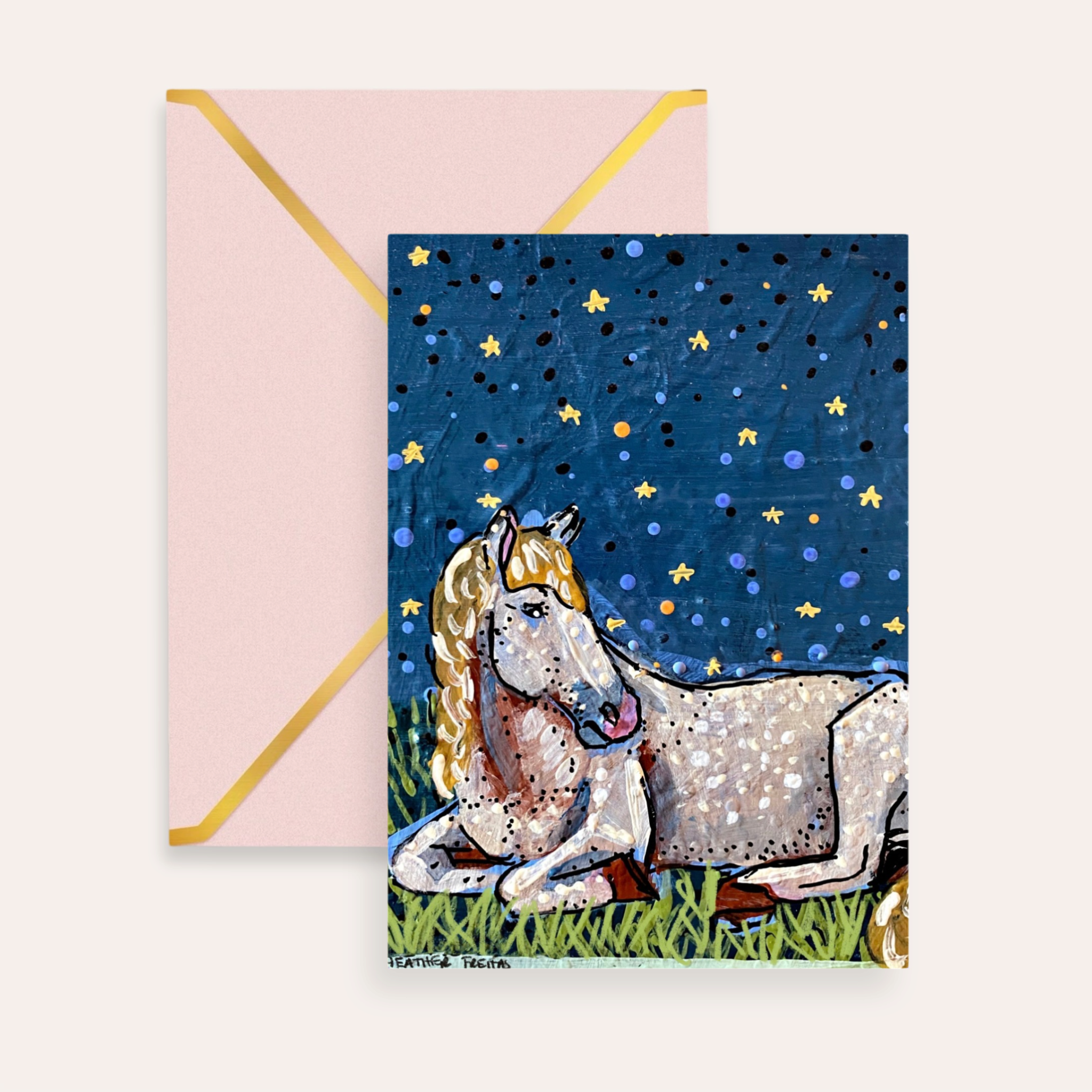 Sleeping Horse Starry Night Fine Art Greeting Card