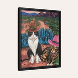 Cowboy Cats Framed Fine Art Canvas Print