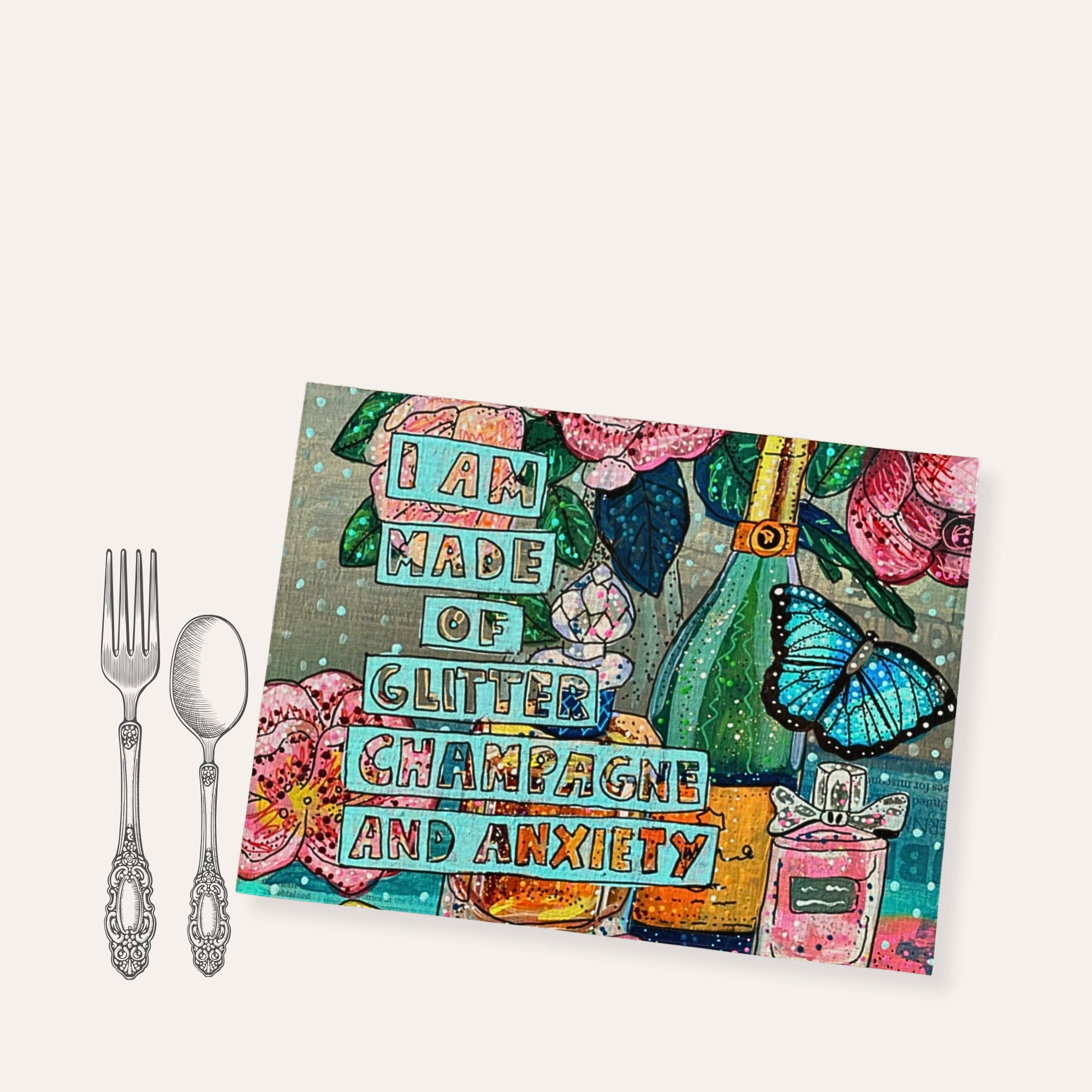 Glitter, Champagne & Anxiety Placemat