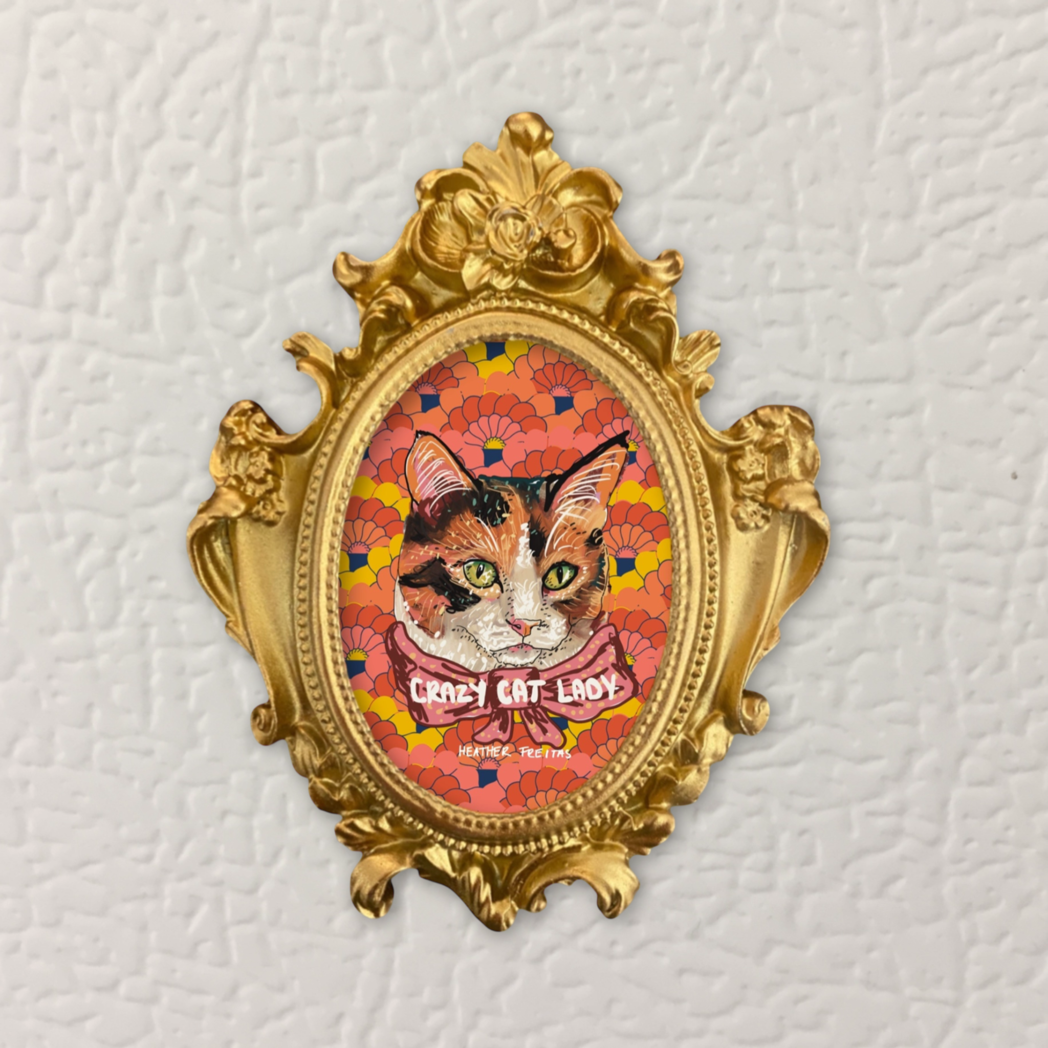 Crazy Cat Lady Print Framed Small Magnet