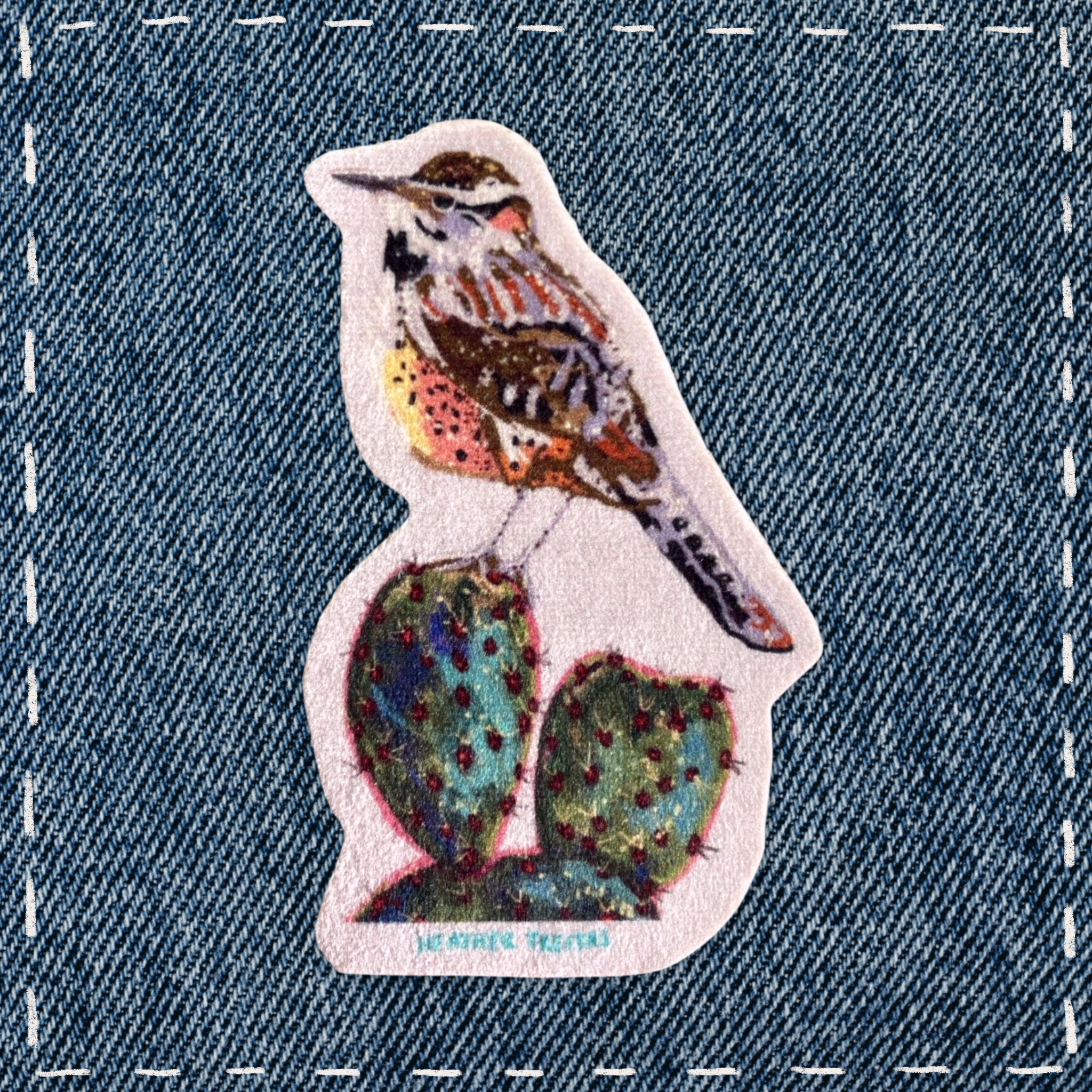 Cactus Wren - Sew On Velveteen Patch