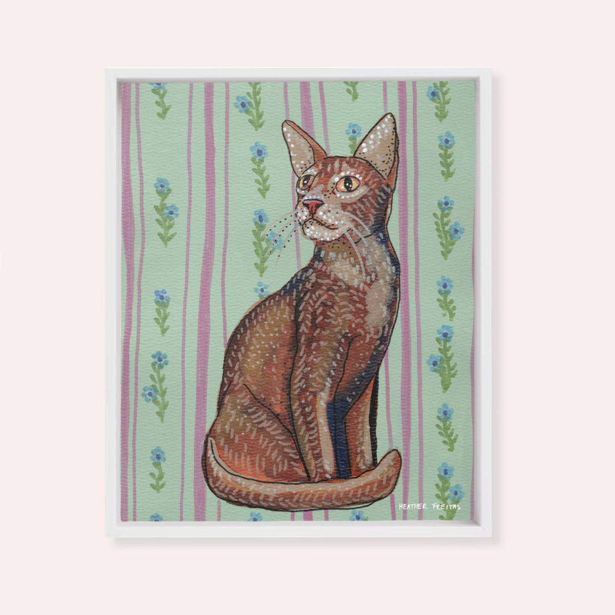 Abyssinian Cat Framed Fine Art Canvas Print