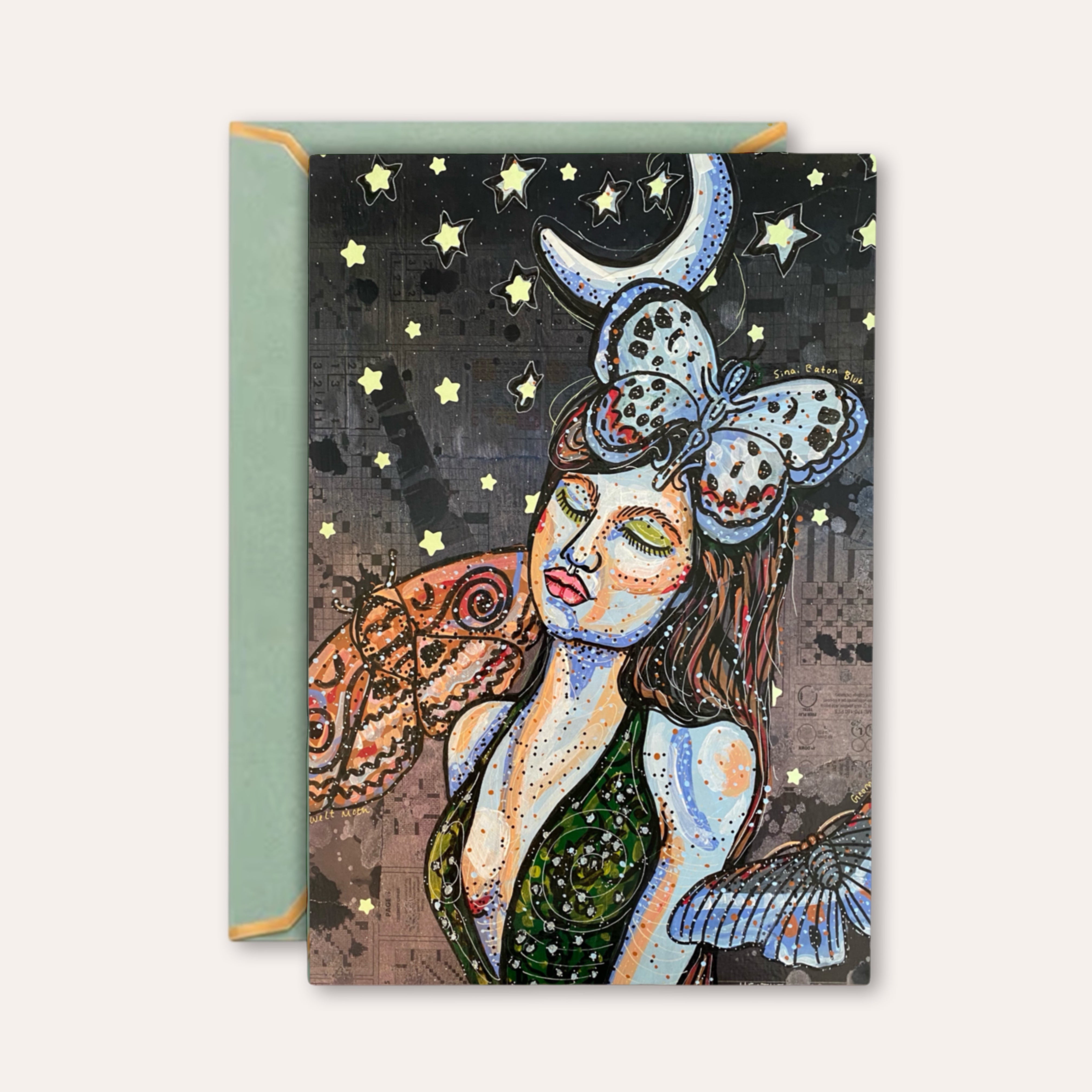 Moon Tides & Moth Flies - Greeting Card / Fine Art Print