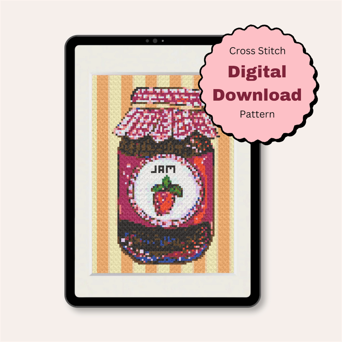 Strawberry Jam Counted Cross Stitch Pattern ( Digital Download )