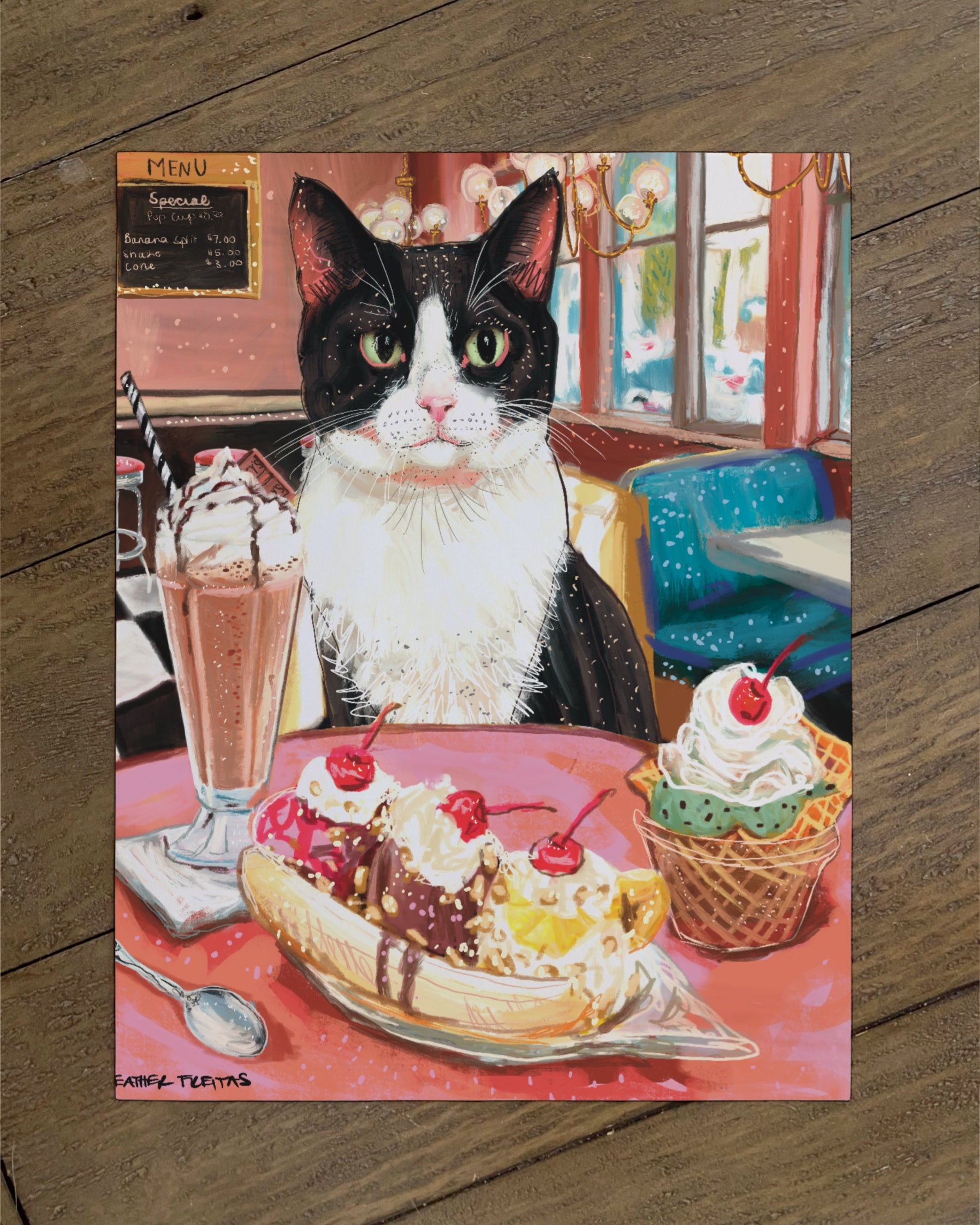 Tuxedo Cat / Build Your Own Fancy Feast Cat Paper Print