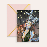 Moon Tides & Moth Flies Fine Art Greeting Card