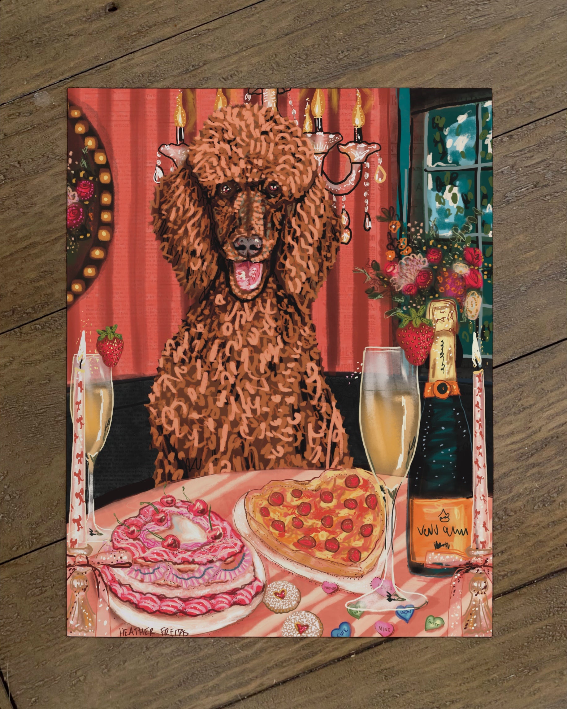 Standard Poodle - Build Your Own Dining Dog Paper Print