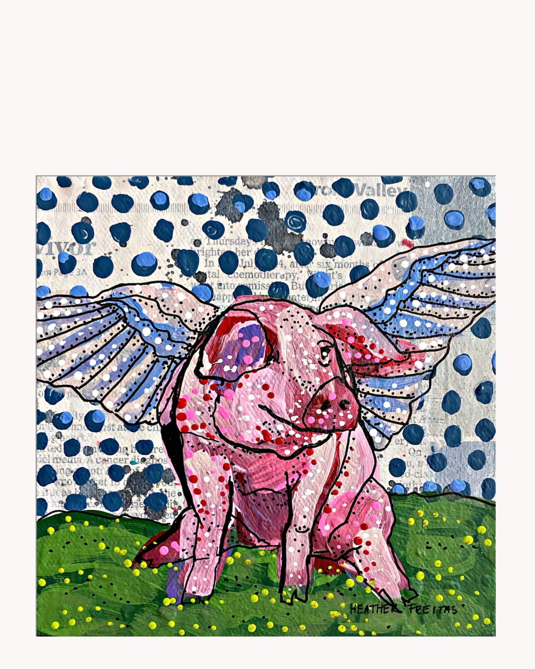 Polka Dot Flying Pig Acrylic Tray