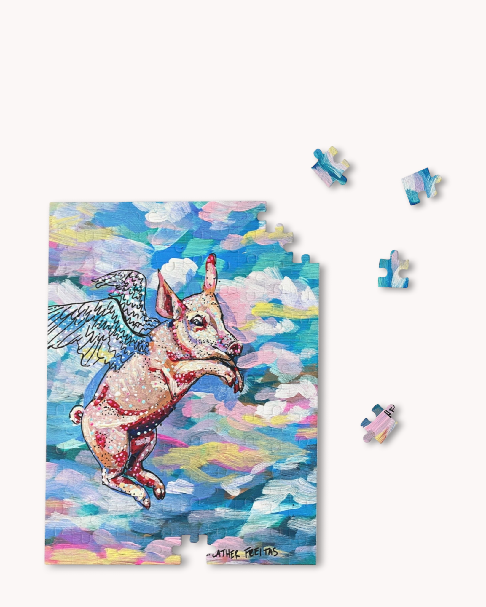 Pastel Flying Pig Puzzle ( 120 - 500 Piece )