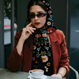 Moody Vintage Floral Silk Charmeuse Scarf