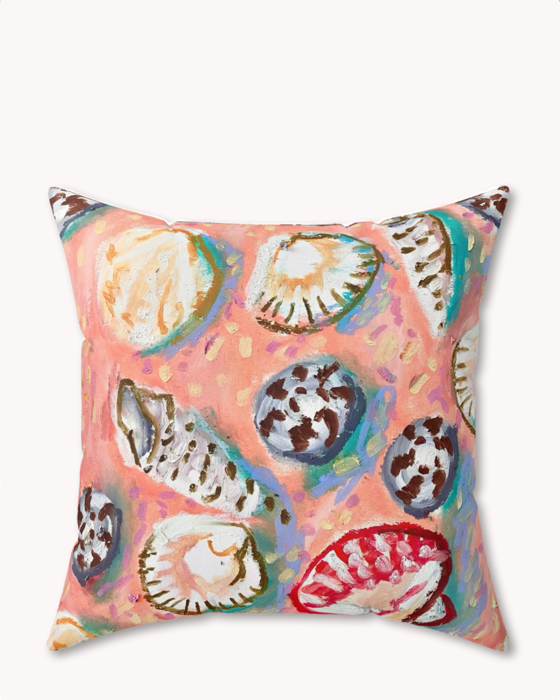 Pink Shells Decorative Faux Suede Throw Pillow