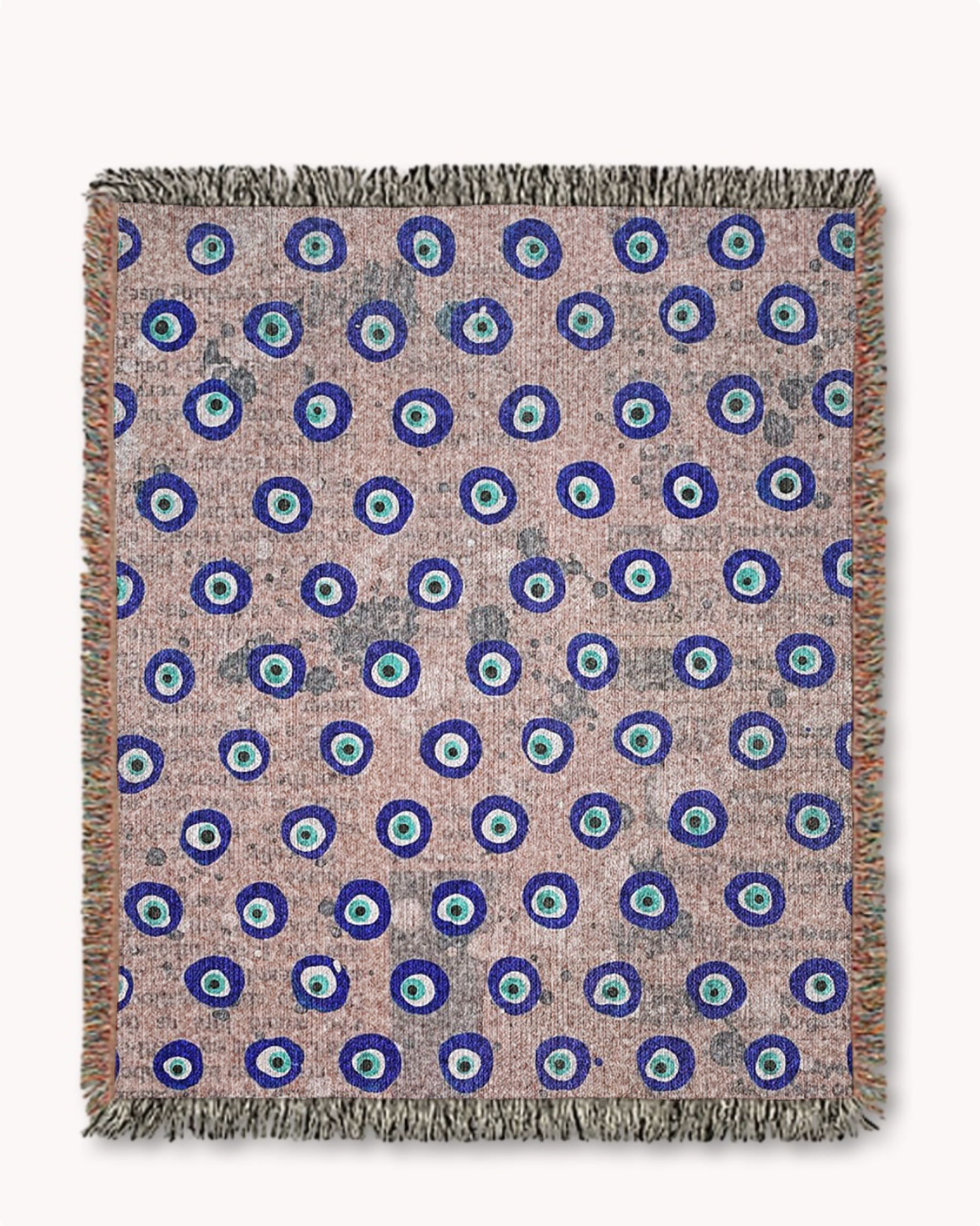 Dusty Pink Evil Eye Woven Blanket